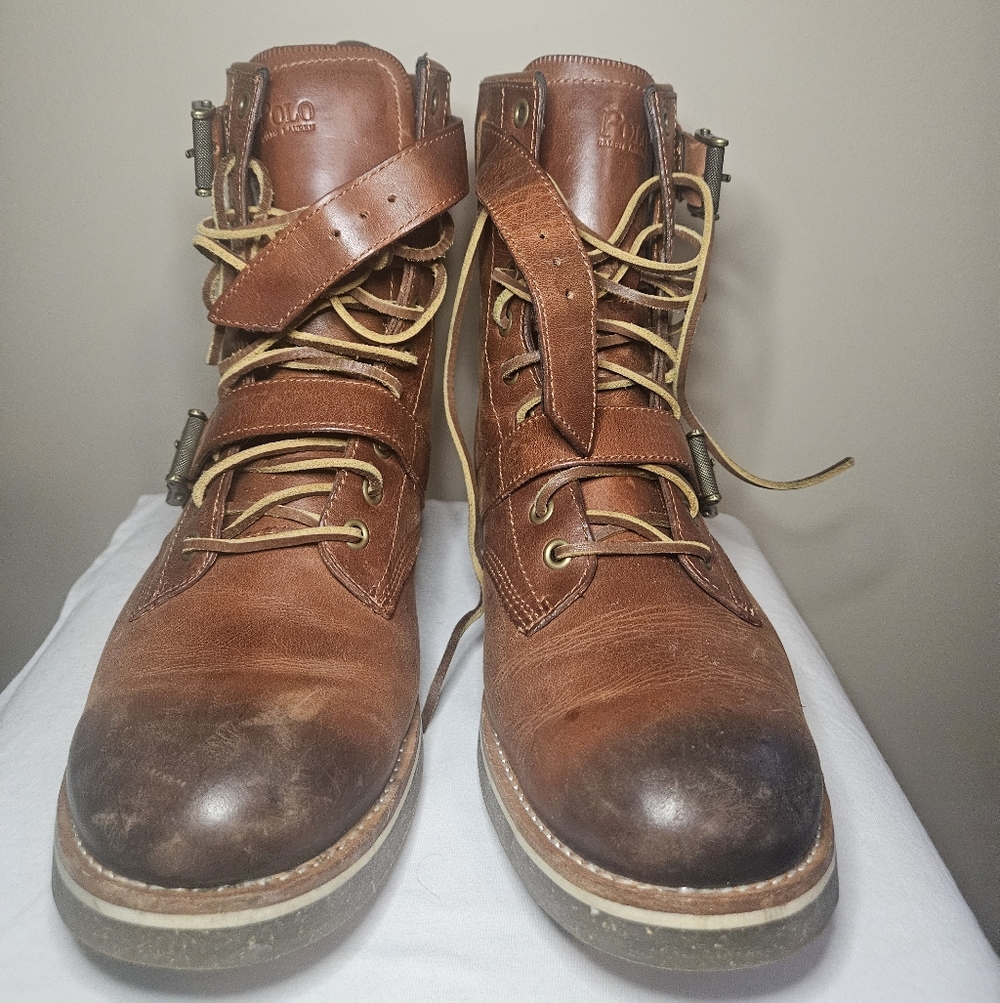 Polo by Ralph Lauren Brown Leather Lace-Up Strap Men’s Boots